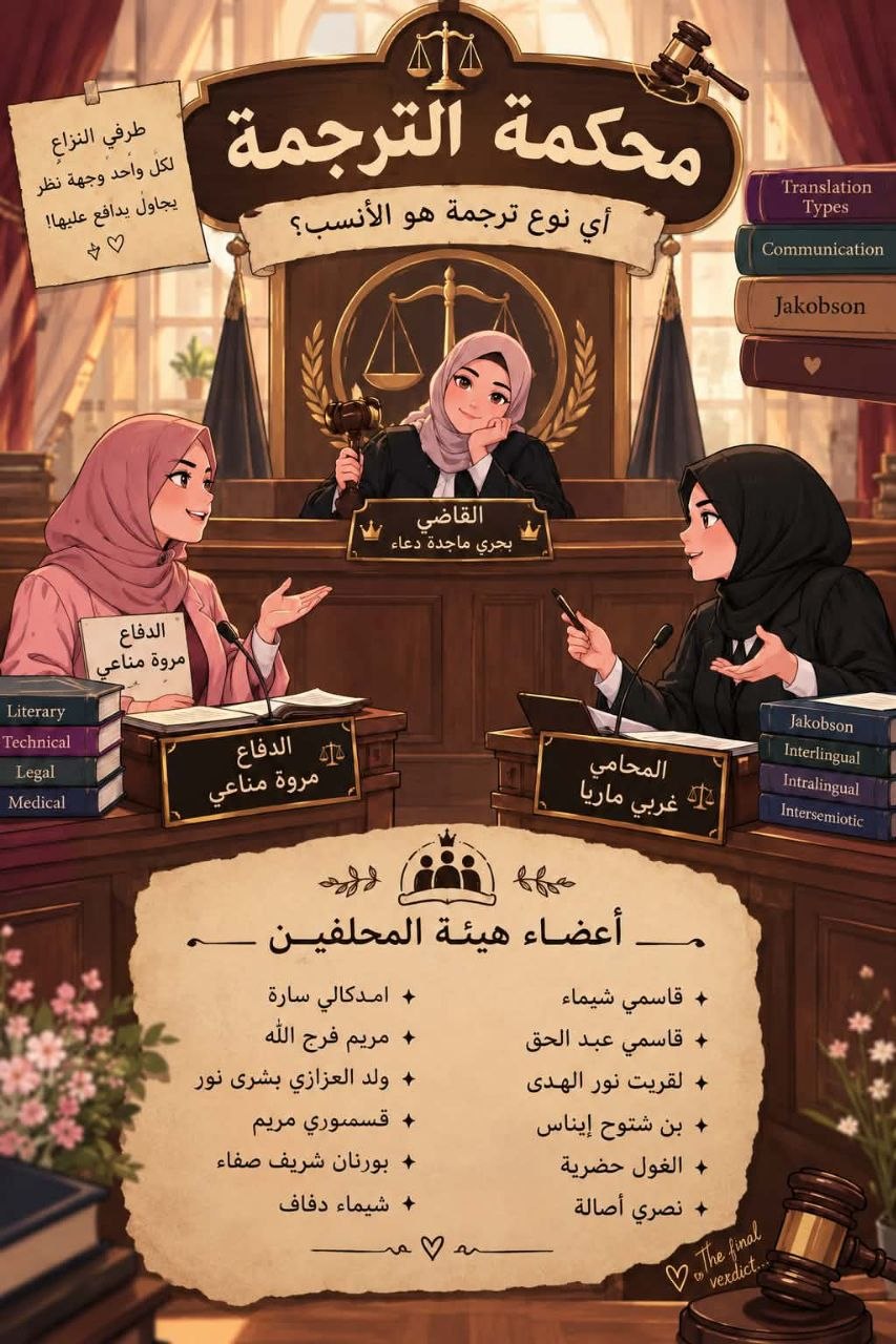 غلاف الموقع: محكمة الترجمة بأزياء قضائية